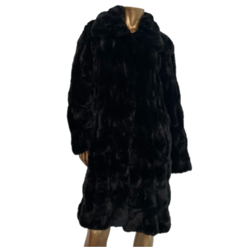 Black Faux Fur mid-length Coat L-XL (tag is cut out)